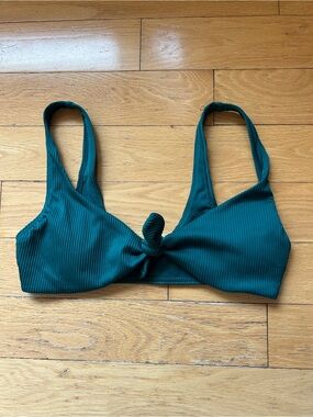 Hollister Teal Ribbed Knot Front Bikini Top